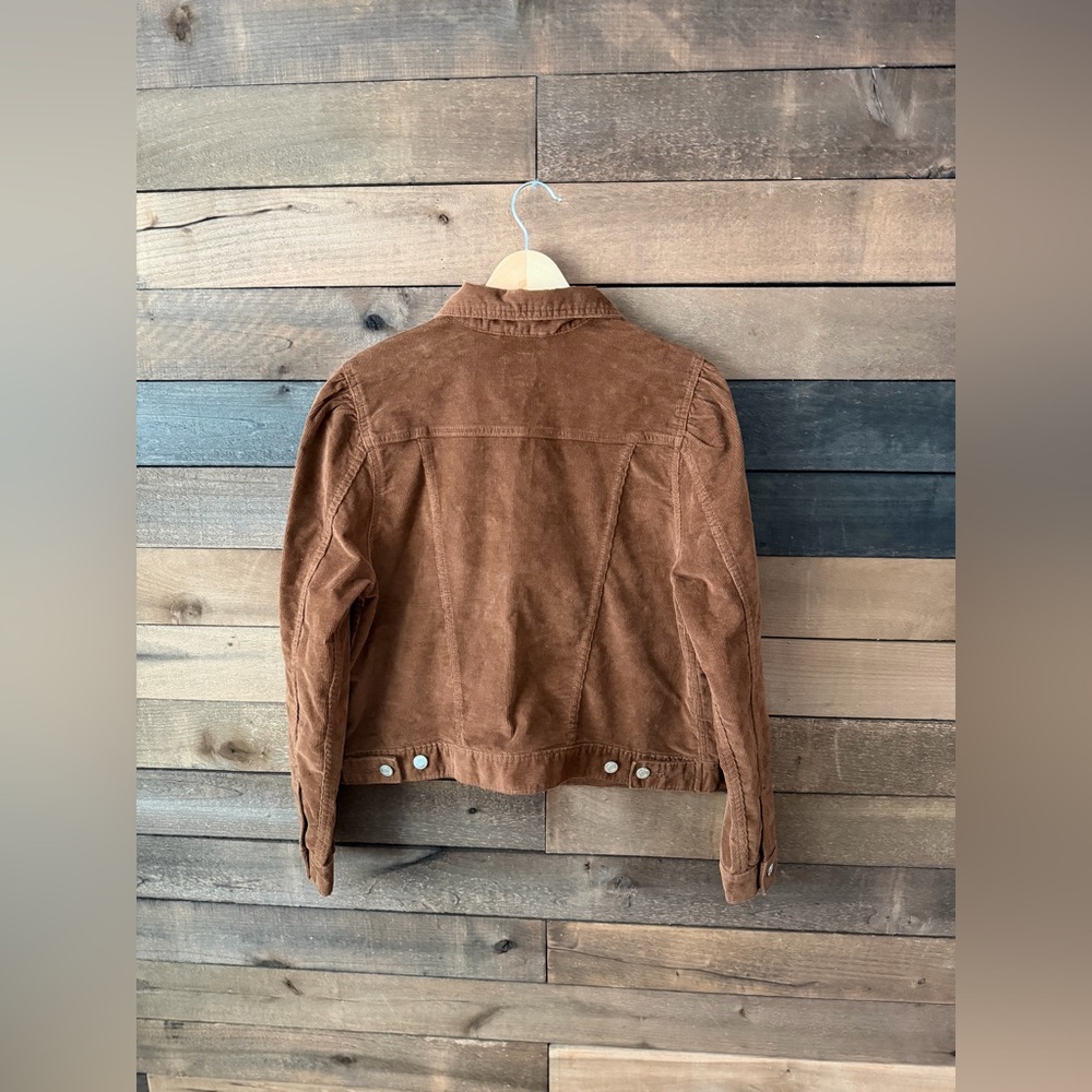 Vintage Y2K Gap Brown Corduroy Trucker Jacket Classic Cropped Layering - Picture 9 of 10